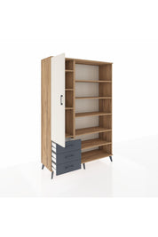 Hyperion Dolap 9 Raflı 3 Çekmeceli 3 Kapaklı 132x44x195 Çam-Aytaşı/Antrasit