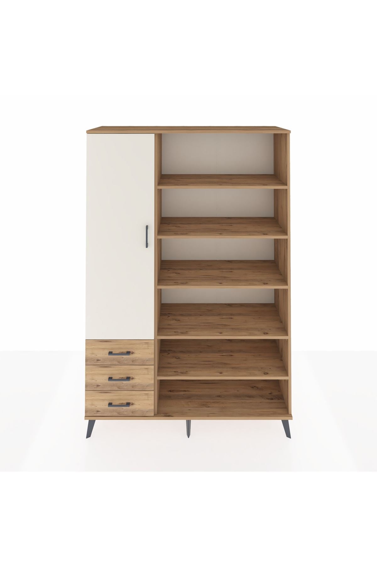 Hyperion Dolap 9 Raflı 3 Çekmeceli 3 Kapaklı 132x44x195 Çam-Aytaşı/Çam