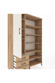 Hyperion Dolap 9 Raflı 3 Çekmeceli 3 Kapaklı 132x44x195 Çam-Aytaşı/Çam