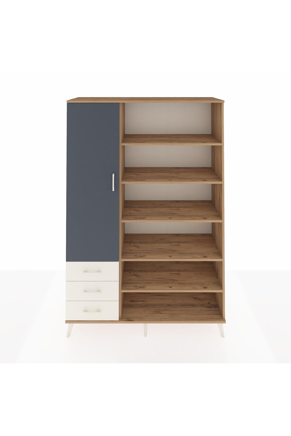 Hyperion Dolap 9 Raflı 3 Çekmeceli 3 Kapaklı 132x44x195 Çam-Antrasit/Aytaşı