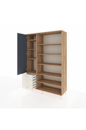 Hyperion Dolap 9 Raflı 3 Çekmeceli 3 Kapaklı 132x44x195 Çam-Antrasit/Aytaşı