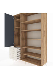 Hyperion Dolap 9 Raflı 3 Çekmeceli 3 Kapaklı 132x44x195 Çam-Antrasit/Aytaşı