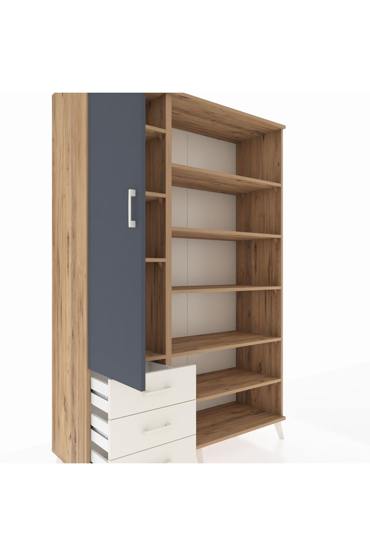 Hyperion Dolap 9 Raflı 3 Çekmeceli 3 Kapaklı 132x44x195 Çam-Antrasit/Aytaşı