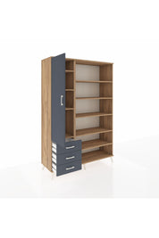 Hyperion Dolap 9 Raflı 3 Çekmeceli 3 Kapaklı 132x44x195 Çam-Antrasit/Antrasit