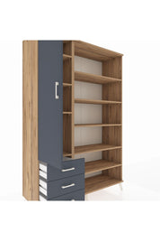 Hyperion Dolap 9 Raflı 3 Çekmeceli 3 Kapaklı 132x44x195 Çam-Antrasit/Antrasit