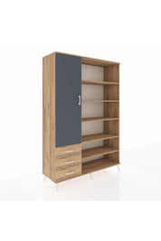 Hyperion Dolap 9 Raflı 3 Çekmeceli 3 Kapaklı 132x44x195 Çam-Antrasit/Çam