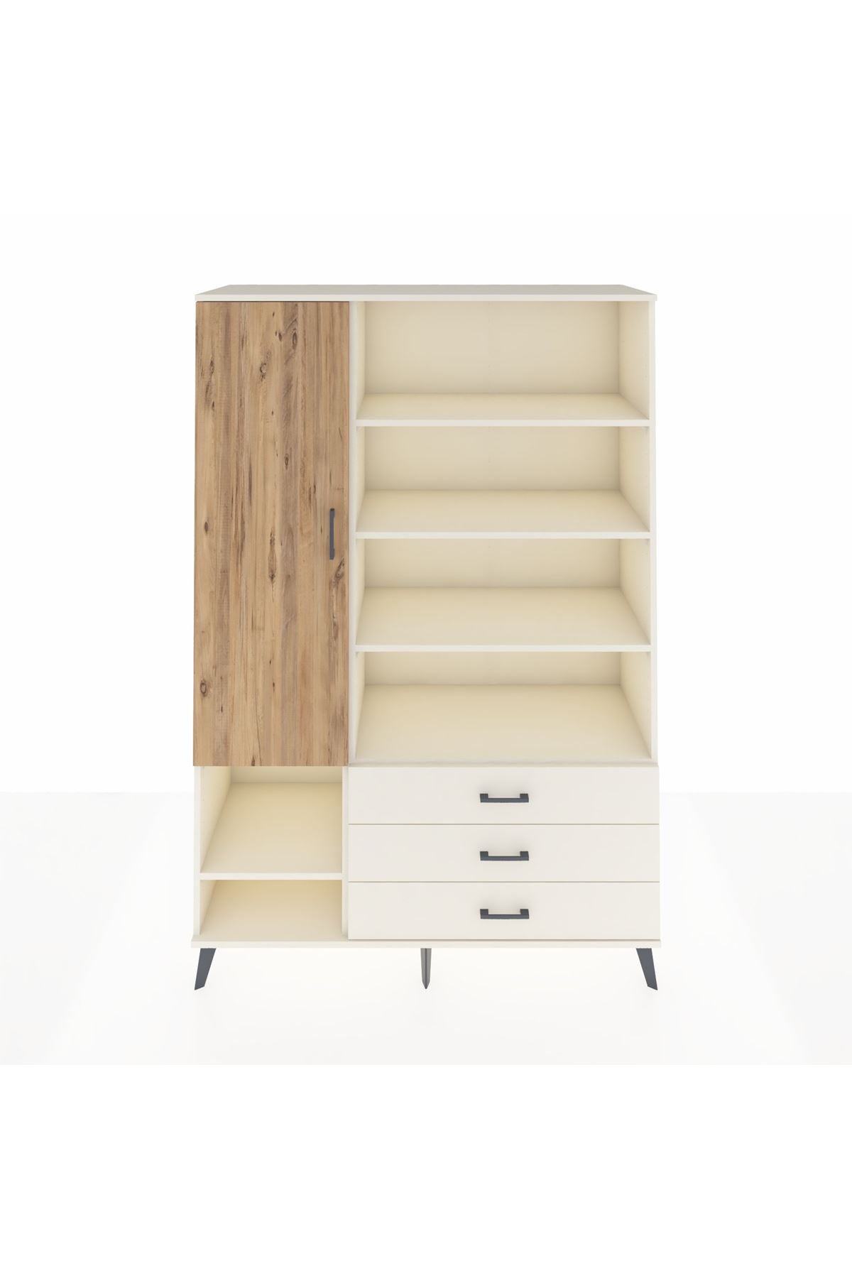 Hyperion Dolap 9 Raflı 3 Çekmeceli Tek Kapaklı  132x44x195 Aytaşı-Çam/Aytaşı