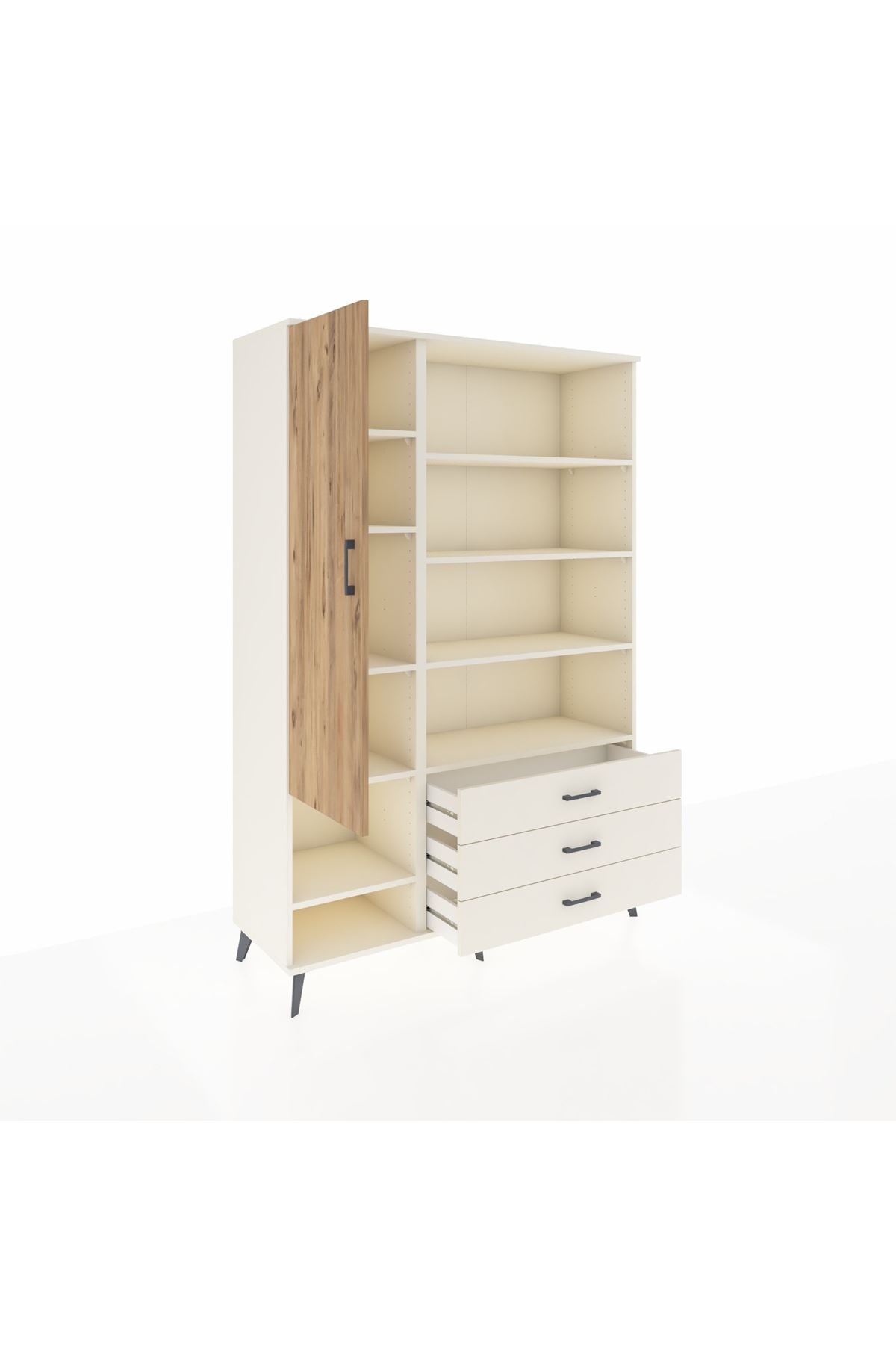 Hyperion Dolap 9 Raflı 3 Çekmeceli Tek Kapaklı  132x44x195 Aytaşı-Çam/Aytaşı