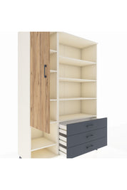 Hyperion Dolap 9 Raflı 3 Çekmeceli Tek Kapaklı  132x44x195 Aytaşı-Çam/Antrasit