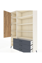 Hyperion Dolap 9 Raflı 3 Çekmeceli Tek Kapaklı  132x44x195 Aytaşı-Çam/Antrasit