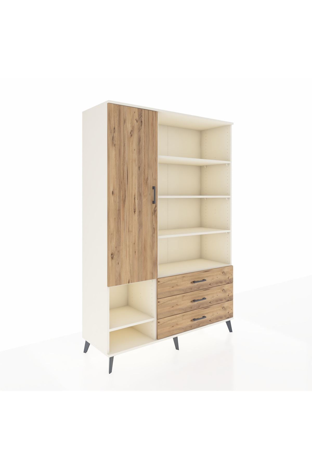 Hyperion Dolap 9 Raflı 3 Çekmeceli Tek Kapaklı  132x44x195 Aytaşı-Çam/Çam