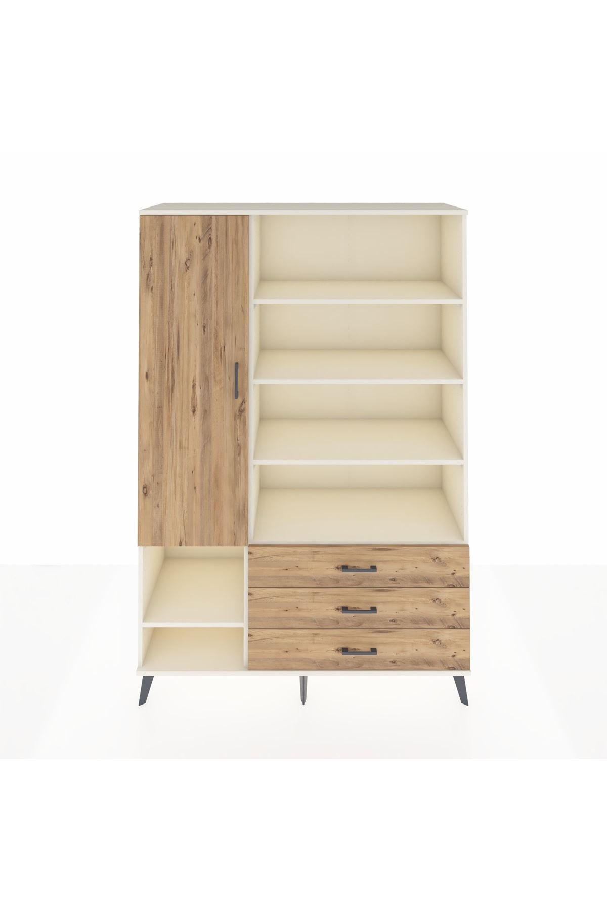 Hyperion Dolap 9 Raflı 3 Çekmeceli Tek Kapaklı  132x44x195 Aytaşı-Çam/Çam