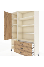 Hyperion Dolap 9 Raflı 3 Çekmeceli Tek Kapaklı  132x44x195 Aytaşı-Çam/Çam