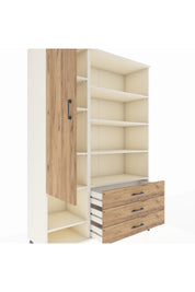 Hyperion Dolap 9 Raflı 3 Çekmeceli Tek Kapaklı  132x44x195 Aytaşı-Çam/Çam