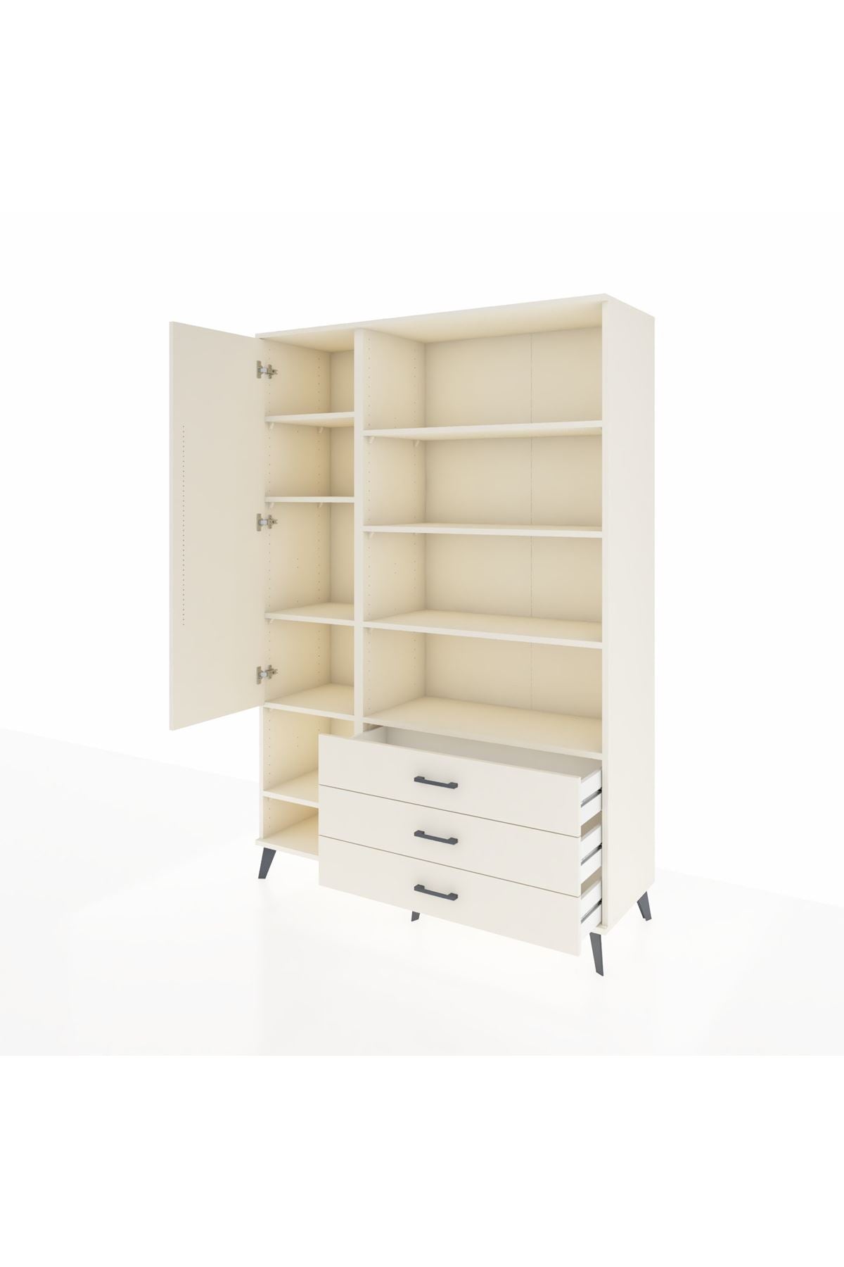 Hyperion Dolap 9 Raflı 3 Çekmeceli Tek Kapaklı  132x44x195 Aytaşı-Aytaşı/Aytaşı