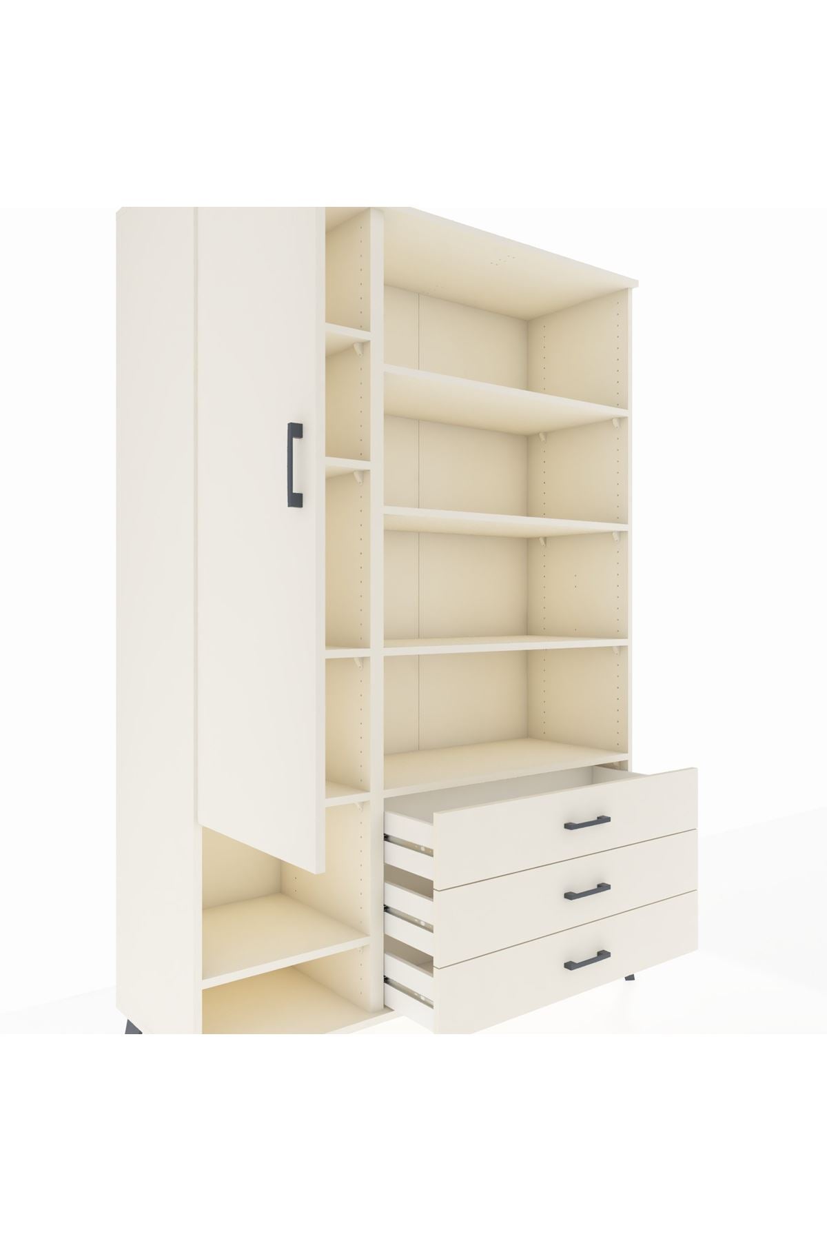 Hyperion Dolap 9 Raflı 3 Çekmeceli Tek Kapaklı  132x44x195 Aytaşı-Aytaşı/Aytaşı