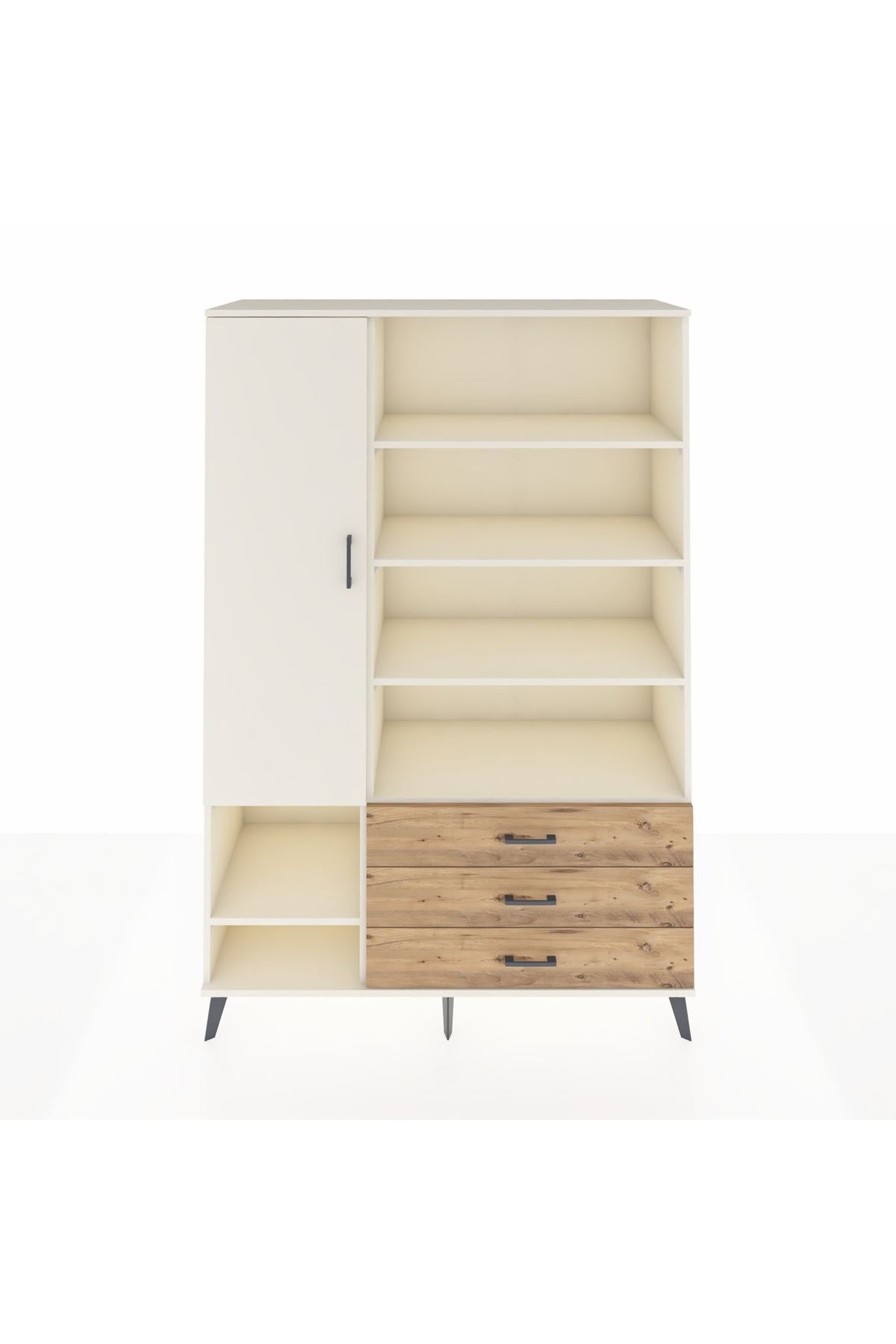 Hyperion Dolap 9 Raflı 3 Çekmeceli Tek Kapaklı  132x44x195 Aytaşı-Aytaşı/Çam