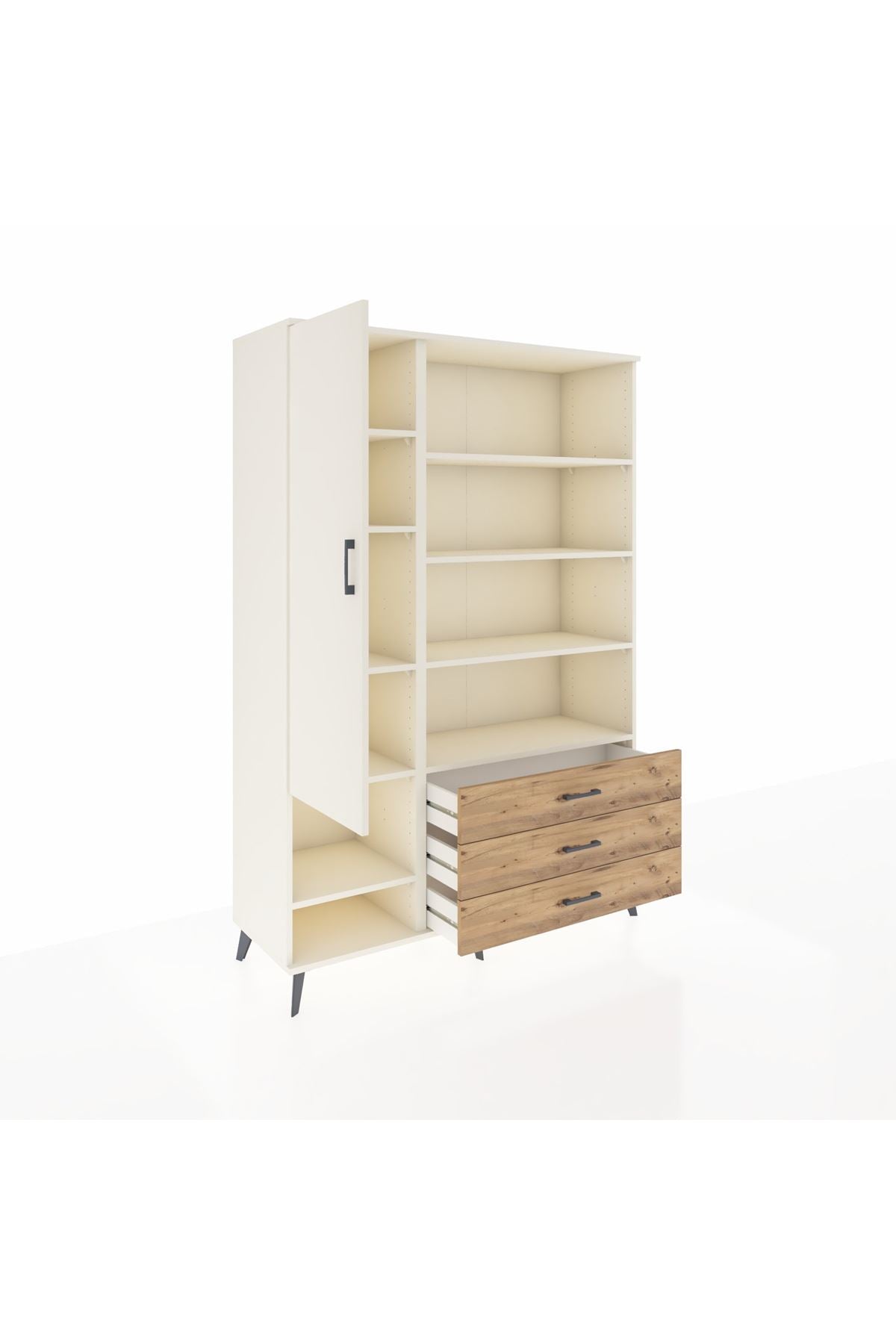 Hyperion Dolap 9 Raflı 3 Çekmeceli Tek Kapaklı  132x44x195 Aytaşı-Aytaşı/Çam