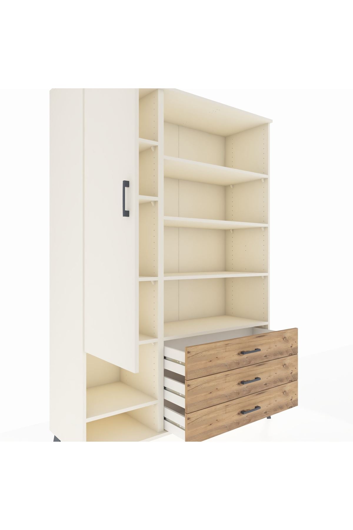 Hyperion Dolap 9 Raflı 3 Çekmeceli Tek Kapaklı  132x44x195 Aytaşı-Aytaşı/Çam