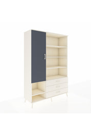 Hyperion Dolap 9 Raflı 3 Çekmeceli Tek Kapaklı  132x44x195 Aytaşı-Antrasit/Aytaşı