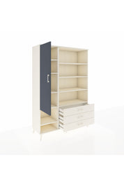 Hyperion Dolap 9 Raflı 3 Çekmeceli Tek Kapaklı  132x44x195 Aytaşı-Antrasit/Aytaşı