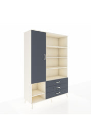 Hyperion Dolap 9 Raflı 3 Çekmeceli Tek Kapaklı  132x44x195 Aytaşı-Antrasit/Antrasit