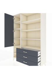 Hyperion Dolap 9 Raflı 3 Çekmeceli Tek Kapaklı  132x44x195 Aytaşı-Antrasit/Antrasit