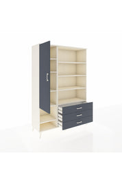 Hyperion Dolap 9 Raflı 3 Çekmeceli Tek Kapaklı  132x44x195 Aytaşı-Antrasit/Antrasit