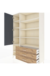 Hyperion Dolap 9 Raflı 3 Çekmeceli Tek Kapaklı  132x44x195 Aytaşı-Antrasit/Çam