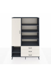 Hyperion Dolap 9 Raflı 3 Çekmeceli Tek Kapaklı  132x44x195 Antrasit-Aytaşı/Aytaşı