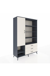 Hyperion Dolap 9 Raflı 3 Çekmeceli Tek Kapaklı  132x44x195 Antrasit-Aytaşı/Aytaşı