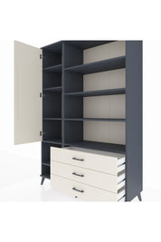 Hyperion Dolap 9 Raflı 3 Çekmeceli Tek Kapaklı  132x44x195 Antrasit-Aytaşı/Aytaşı