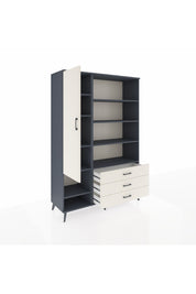 Hyperion Dolap 9 Raflı 3 Çekmeceli Tek Kapaklı  132x44x195 Antrasit-Aytaşı/Aytaşı