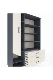 Hyperion Dolap 9 Raflı 3 Çekmeceli Tek Kapaklı  132x44x195 Antrasit-Aytaşı/Aytaşı