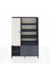 Hyperion Dolap 9 Raflı 3 Çekmeceli Tek Kapaklı  132x44x195 Antrasit-Aytaşı/Antrasit