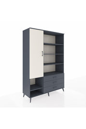 Hyperion Dolap 9 Raflı 3 Çekmeceli Tek Kapaklı  132x44x195 Antrasit-Aytaşı/Antrasit