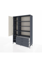 Hyperion Dolap 9 Raflı 3 Çekmeceli Tek Kapaklı  132x44x195 Antrasit-Aytaşı/Antrasit