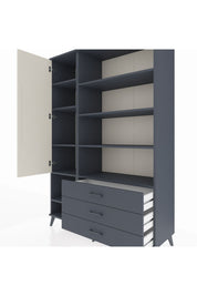 Hyperion Dolap 9 Raflı 3 Çekmeceli Tek Kapaklı  132x44x195 Antrasit-Aytaşı/Antrasit