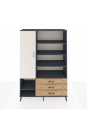 Hyperion Dolap 9 Raflı 3 Çekmeceli Tek Kapaklı  132x44x195 Antrasit-Aytaşı/Çam