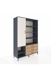 Hyperion Dolap 9 Raflı 3 Çekmeceli Tek Kapaklı  132x44x195 Antrasit-Aytaşı/Çam
