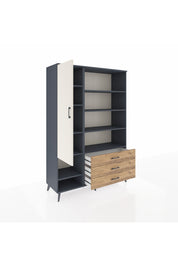 Hyperion Dolap 9 Raflı 3 Çekmeceli Tek Kapaklı  132x44x195 Antrasit-Aytaşı/Çam