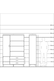 Hyperion Dolap 9 Raflı 3 Çekmeceli Tek Kapaklı  132x44x195 Antrasit-Aytaşı/Çam