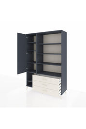 Hyperion Dolap 9 Raflı 3 Çekmeceli Tek Kapaklı  132x44x195 Antrasit-Antrasit/Aytaşı
