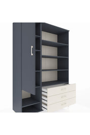 Hyperion Dolap 9 Raflı 3 Çekmeceli Tek Kapaklı  132x44x195 Antrasit-Antrasit/Aytaşı