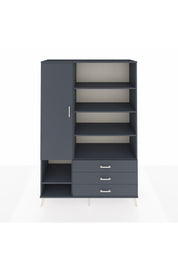 Hyperion Dolap 9 Raflı 3 Çekmeceli Tek Kapaklı  132x44x195 Antrasit-Antrasit/Antrasit