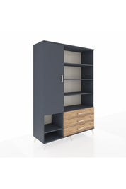 Hyperion Dolap 9 Raflı 3 Çekmeceli Tek Kapaklı  132x44x195 Antrasit-Antrasit/Çam