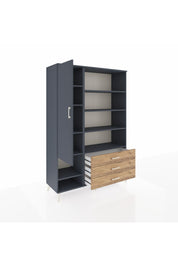 Hyperion Dolap 9 Raflı 3 Çekmeceli Tek Kapaklı  132x44x195 Antrasit-Antrasit/Çam