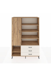Hyperion Dolap 9 Raflı 3 Çekmeceli Tek Kapaklı  132x44x195 Çam-Çam/Aytaşı