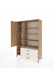 Hyperion Dolap 9 Raflı 3 Çekmeceli Tek Kapaklı  132x44x195 Çam-Çam/Aytaşı