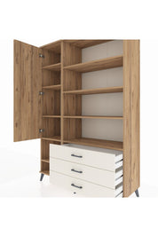 Hyperion Dolap 9 Raflı 3 Çekmeceli Tek Kapaklı  132x44x195 Çam-Çam/Aytaşı